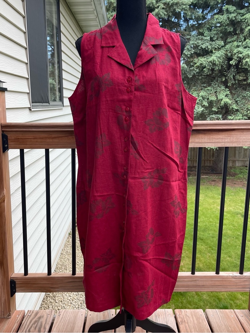 VTG 90s White Stag Linen Blend Floral Cottagecore Midi Dress Plus Size 18W NWT